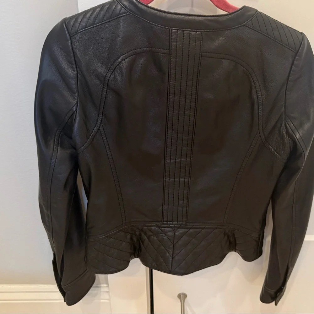 Women's Tory Burch Daphne Black  Leather Jacket EUC - Picture 3 of 7
